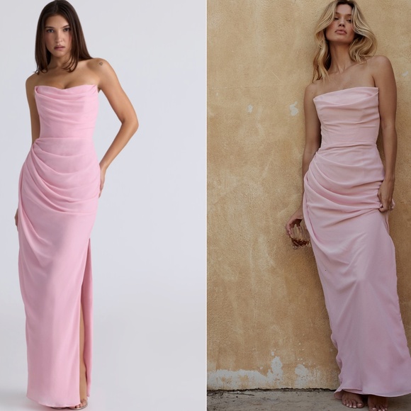 NWOT HOUSE OF CB ADRIENNE CORSET MAXI DRESS IN PINK QUARTZ SIZE S REG CUP - Picture 1 of 3
